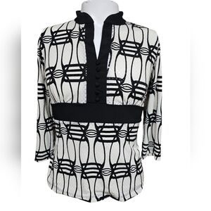 Women's Vintage J.T.P Black and White Top‎ Size Petite Medium